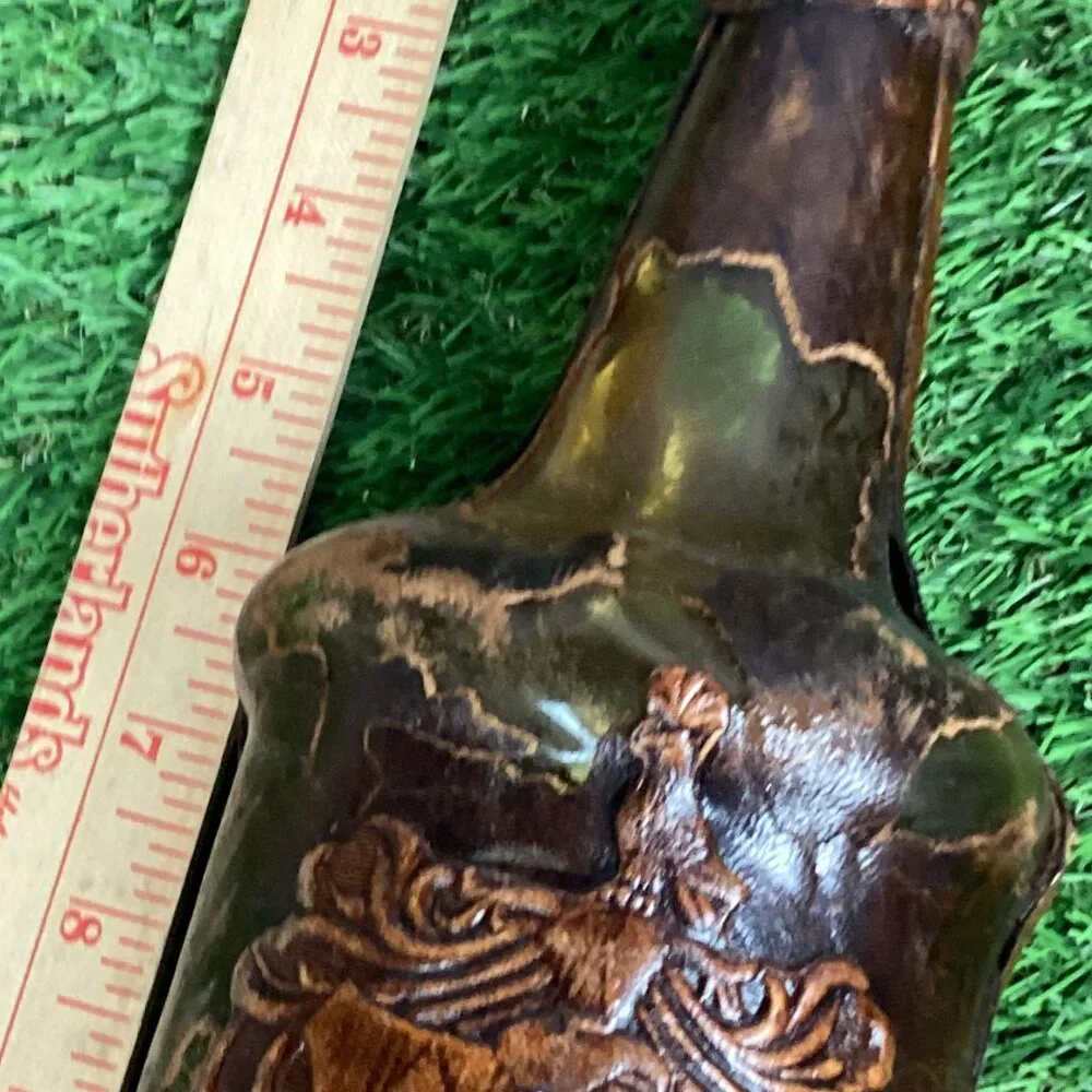 Vintage Leather Wrapped Wine Bottle Italy